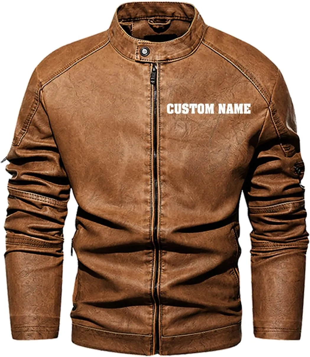 Wild Wolf with Blood Moon, Retro Wolf Biker Motorcycle Jacket, Personalized Men PU Leather Vest Coat Jackets