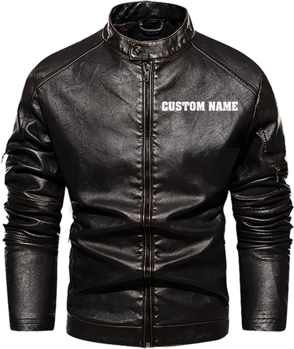 Wild Wolf with Blood Moon, Retro Wolf Biker Motorcycle Jacket, Personalized Men PU Leather Vest Coat Jackets
