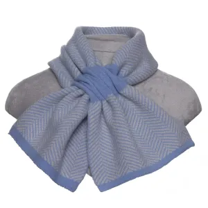 Winter Pull Through Scarf Herringbone Blue