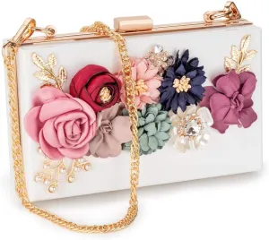 Women Acrylic Flower Clutches Crossbody Purse Evening Bags Chain Strap For Wedding Prom Banquet Ideal-gift