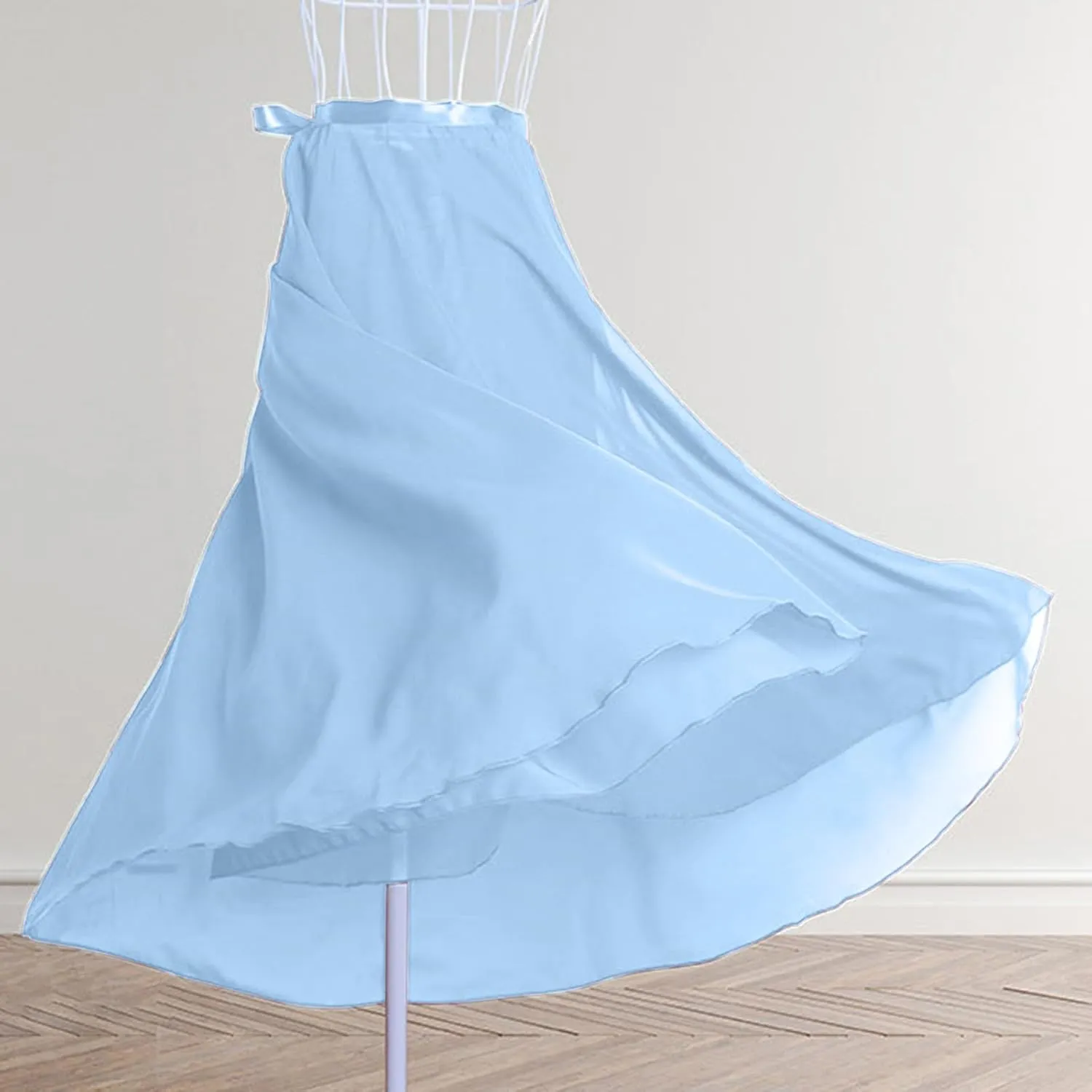 Women Ballet Maxi Skirts High Waist Irregular Hem Long Skirt Flowy Dance Skirts Solid Ankle Length Wrap Skirt