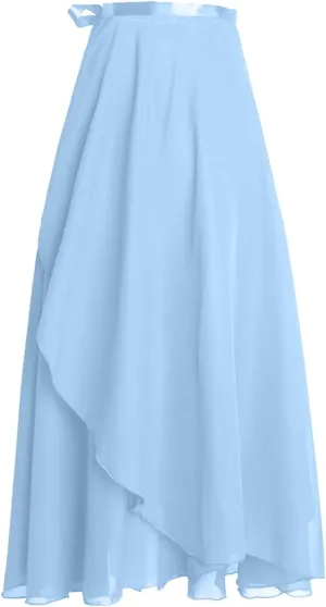 Women Ballet Maxi Skirts High Waist Irregular Hem Long Skirt Flowy Dance Skirts Solid Ankle Length Wrap Skirt