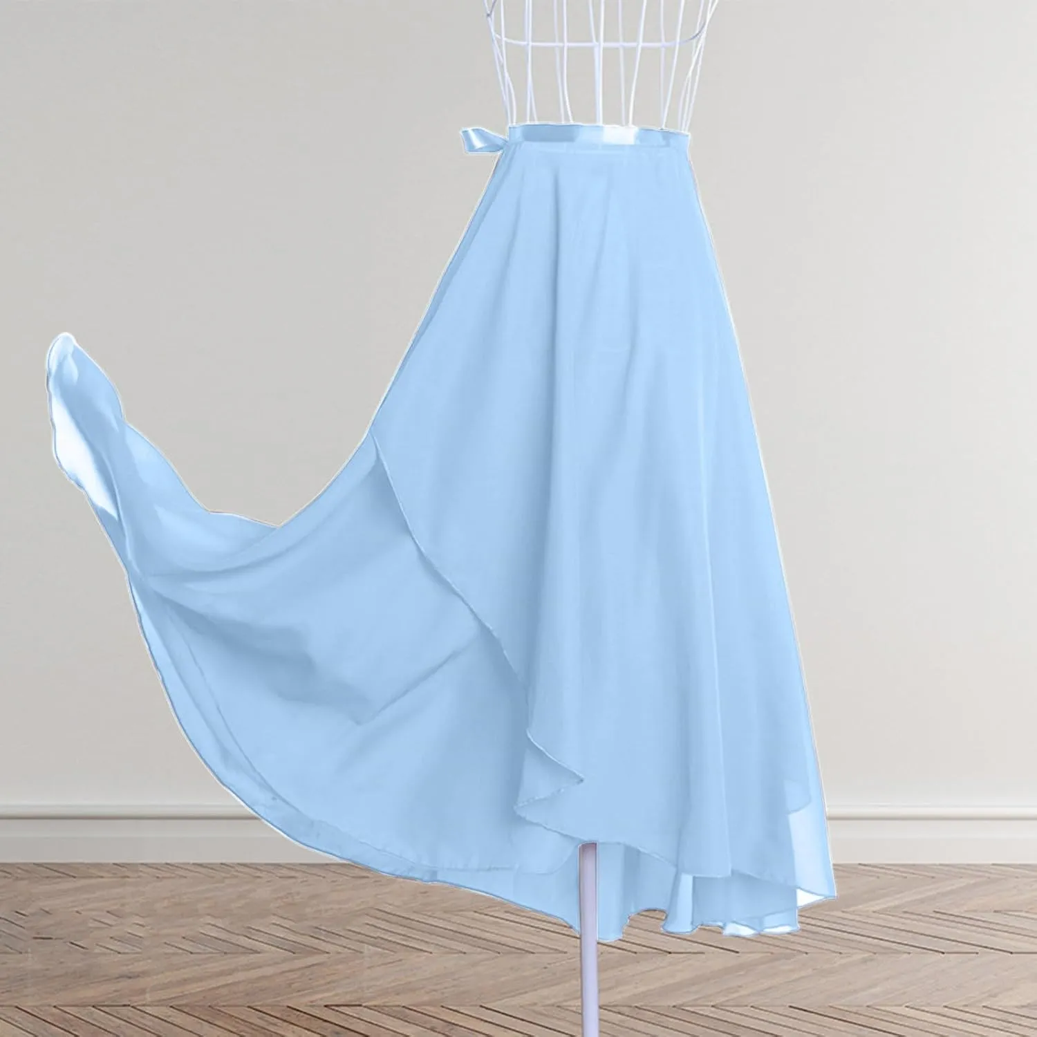 Women Ballet Maxi Skirts High Waist Irregular Hem Long Skirt Flowy Dance Skirts Solid Ankle Length Wrap Skirt