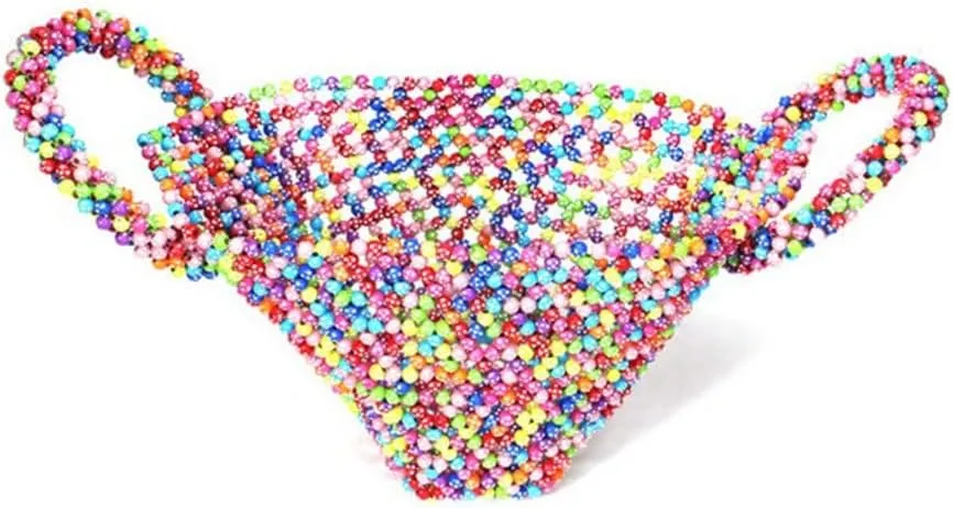Women Beaded Day Clutches Pearl Handmade Wedding Bridal Handbags for Party Evening Bag Case Holder(D)