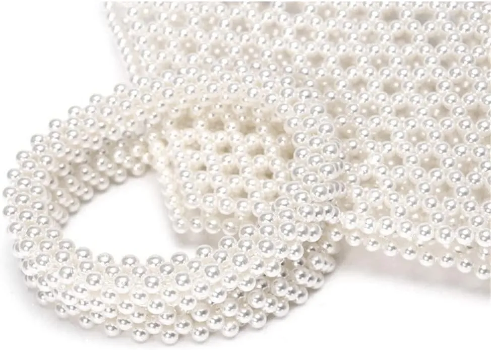 Women Beaded Day Clutches Pearl Handmade Wedding Bridal Handbags for Party Evening Bag Case Holder(D)