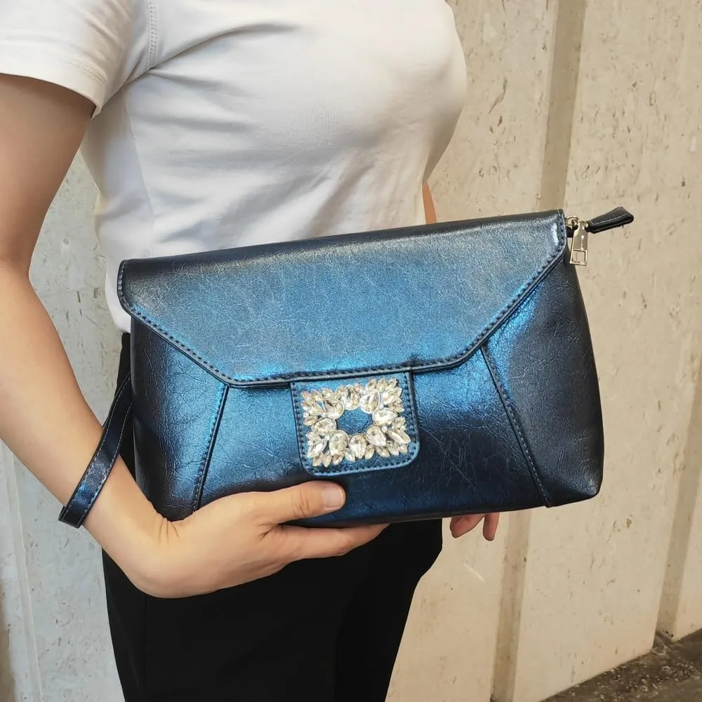 Women Clutch Purse Bag Crossbody Bags PU Leather Envelope Evening Clutches Female Rhinestone Handbag Purses