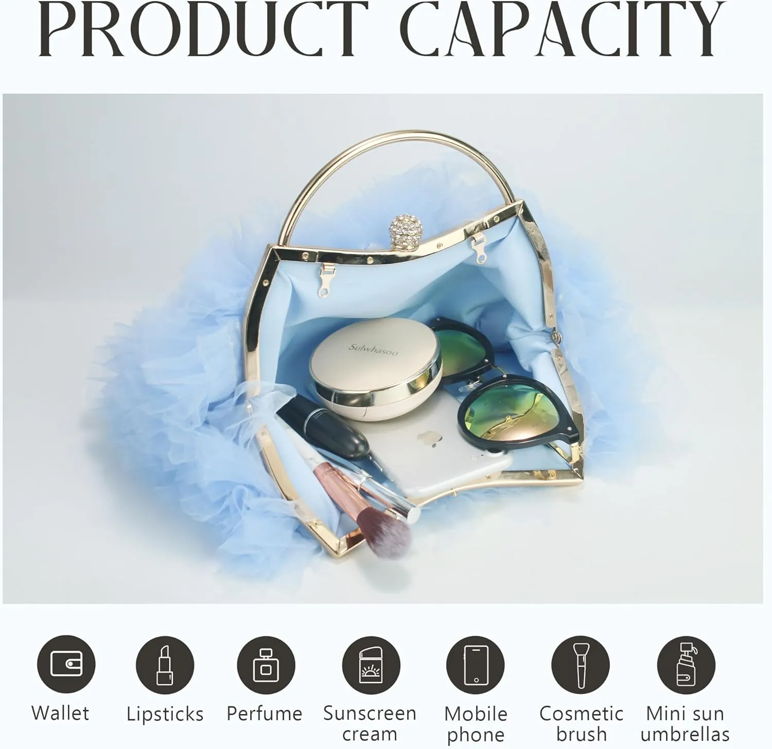 Women Clutches Purse Lace Formal Flower Evening Handbag Chain Strap Shoulder Bag