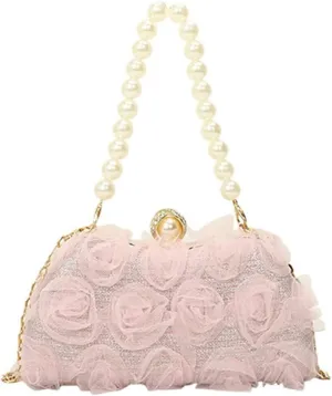 Women Elegant Clutches Purse Lace Formal Flower Evening Handbag Chain Strap Shoulder Crossbody Bags for Party