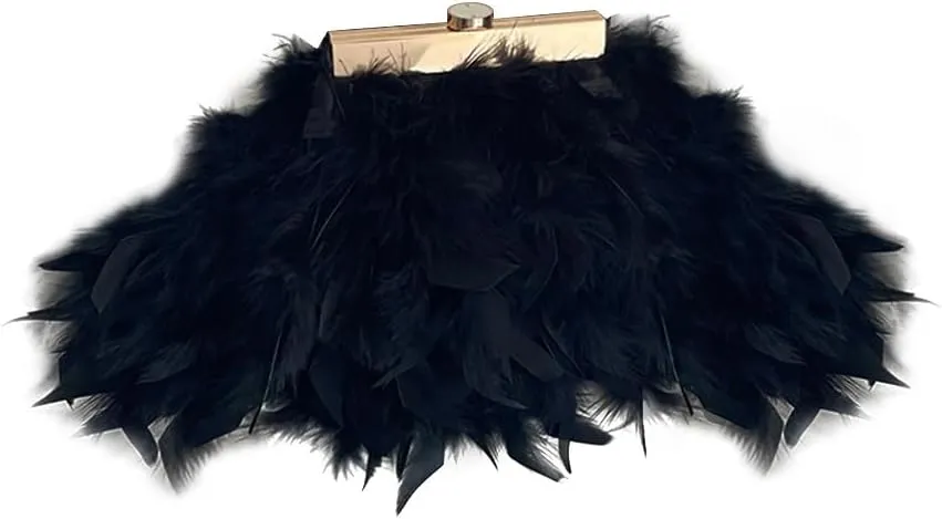 Women Feather Clutch Purse Ostrich Feather Fluffy Purse Women Clutches Shoulder Crossbody Bag Evening Handbags Party