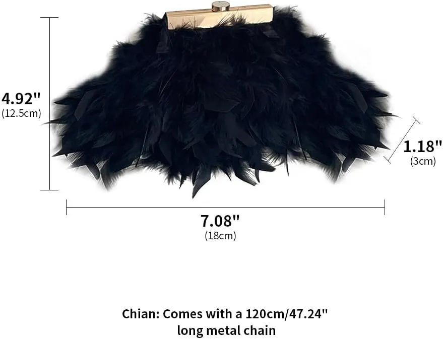Women Feather Clutch Purse Ostrich Feather Fluffy Purse Women Clutches Shoulder Crossbody Bag Evening Handbags Party