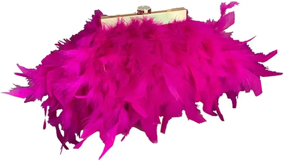 Women Feather Clutch Purse Ostrich Feather Fluffy Purse Women Clutches Shoulder Crossbody Bag Evening Handbags Party
