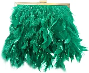 Women Feather Evening Purses and Clutches Exquisite Tassel Pearl Tote Bags for Wedding Banquet Party