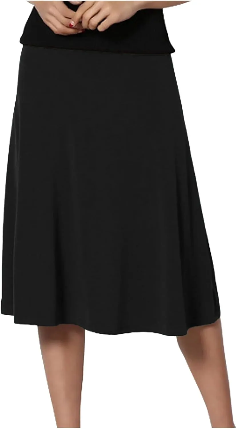 Women Flowy Satin Skirt Elegant High Waisted Midi Skirt Casual Dressy Flared Silk Skirts Classic Summer Vacation Beach Dress