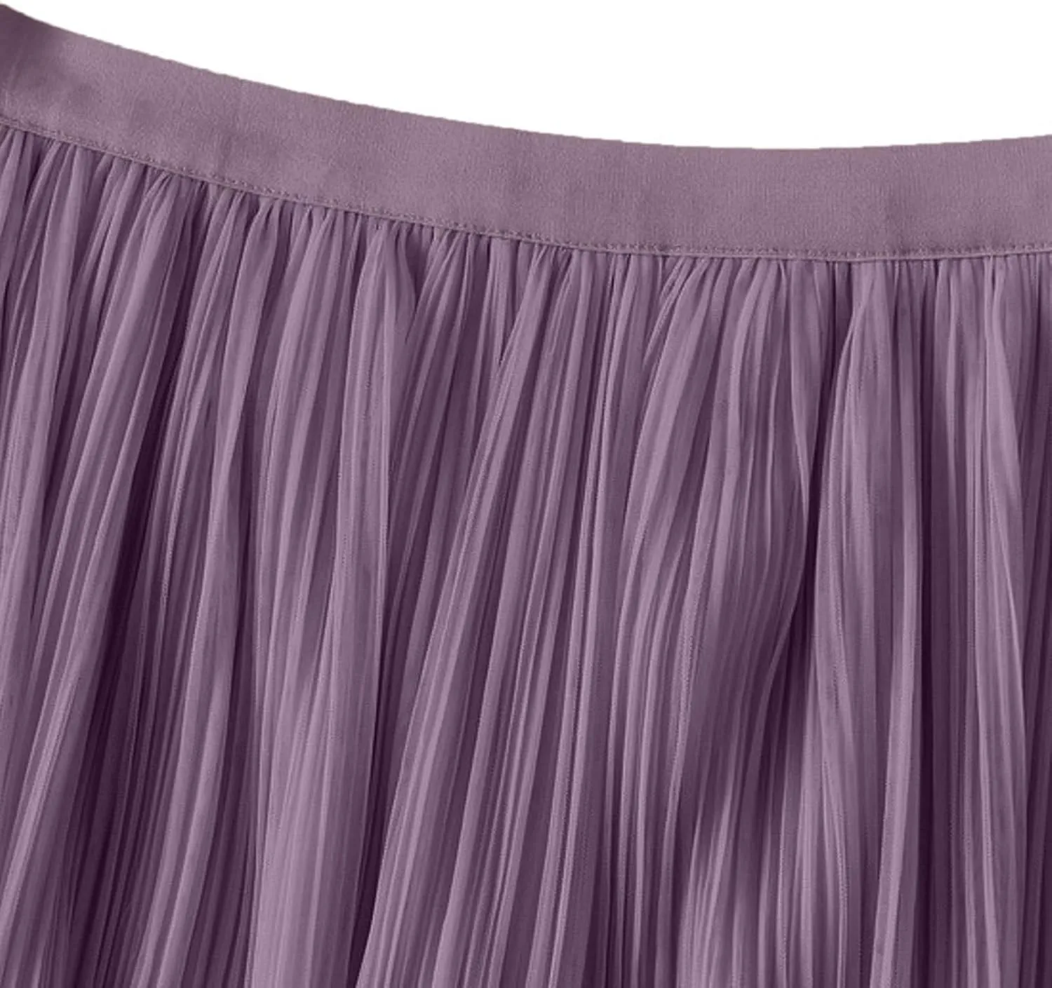 Women High Elastic Waist Pleated Chiffon Skirt Midi Swing A-line Skirts Elastic Waist Knee Length Half Dress