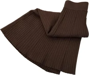 Women Knitted Midi Skirts Fashion Pleated Skirt Fall Winter Ladies Korean High Waist Slim A Line Skirt