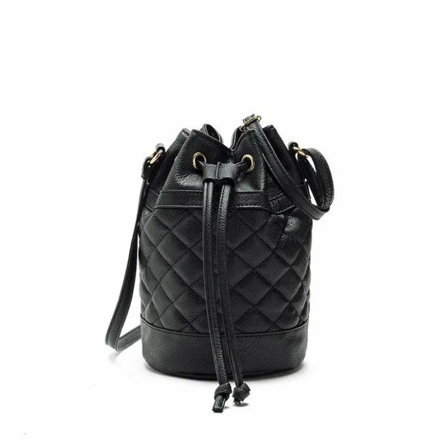 Women Leather Quilted Handbag Bucket Shouldernew womens handbags fashion 2015 designers