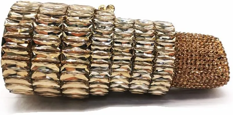Women Lipstick Rhinestone Crystal Clutch Cocktail Prom Purse Handbag Diamond Evening Clutches for Party and Wedding