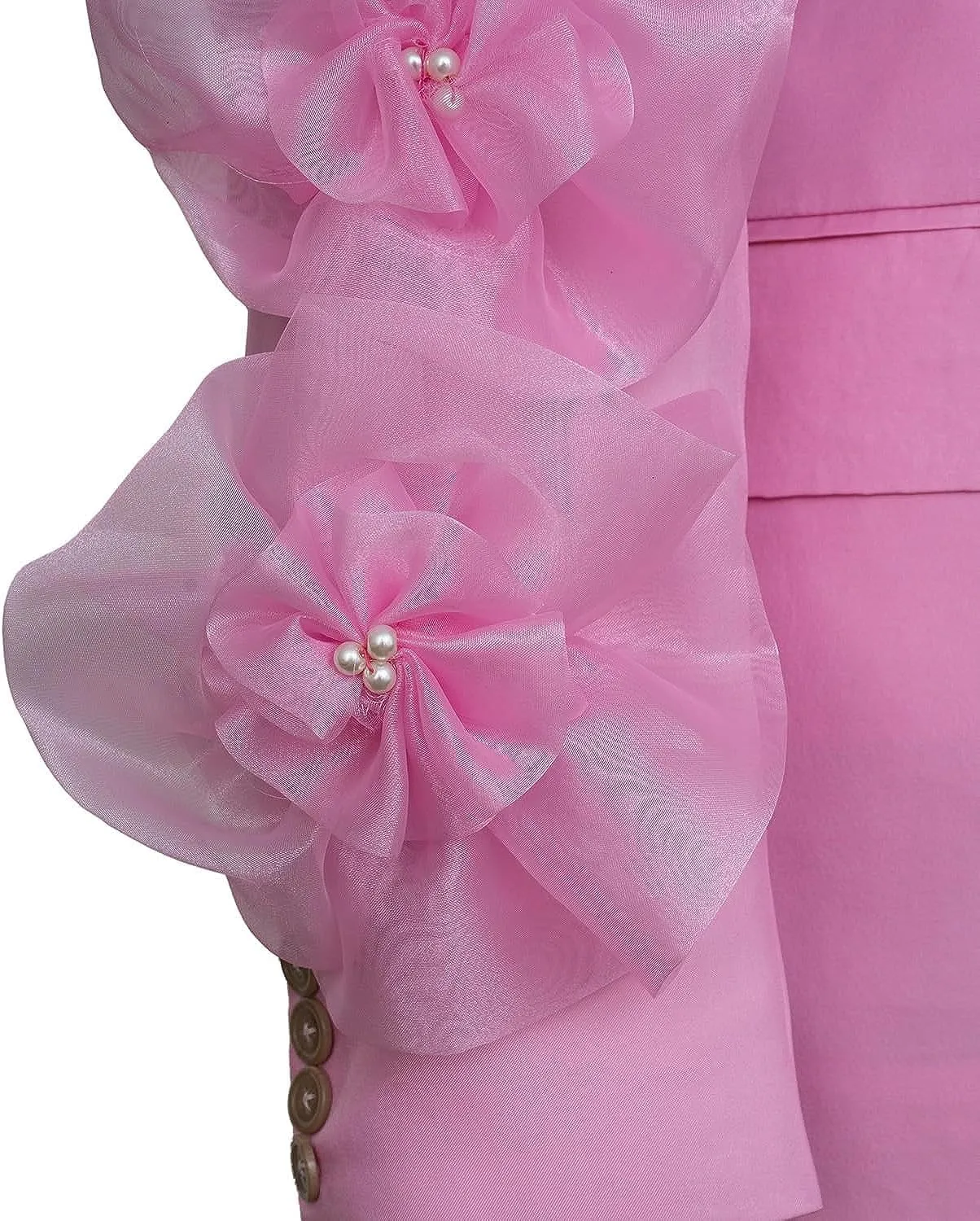 Women Pink Flower Blazer Jacket Outfits