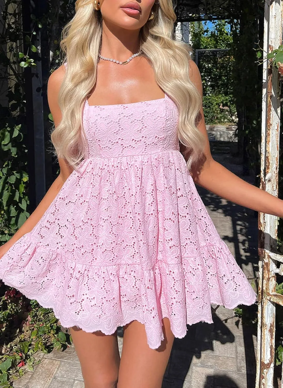 Women Ruffle Hem Floral Babydoll Dress Boho Flowy Tie Mini Dress Y2K Cute Print Short A Line Beach Sundress Streetwear