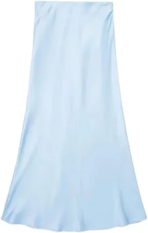 Women Solid Satin Long Skirt Y2k High Waist Slim Silk Texture Ladies Tight Midi Skirt