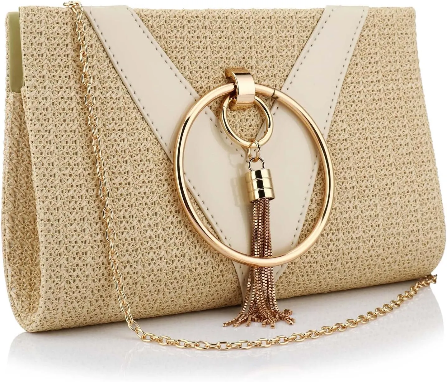 Women Straw Bag Evening Clutch Purse Elegant Handbags Formal Party Clutches Purses for Wedding/Prom/Cocktail
