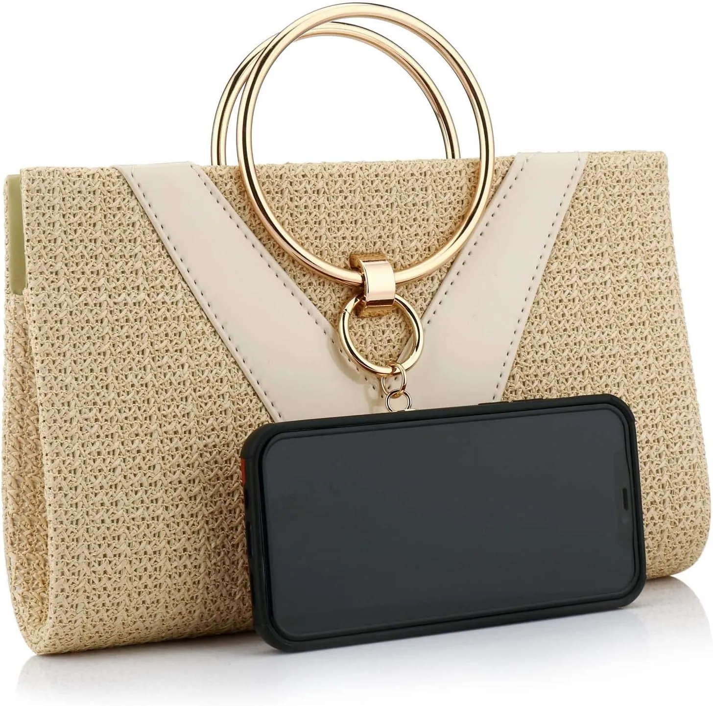 Women Straw Bag Evening Clutch Purse Elegant Handbags Formal Party Clutches Purses for Wedding/Prom/Cocktail