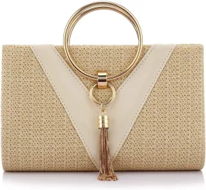 Women Straw Bag Evening Clutch Purse Elegant Handbags Formal Party Clutches Purses for Wedding/Prom/Cocktail
