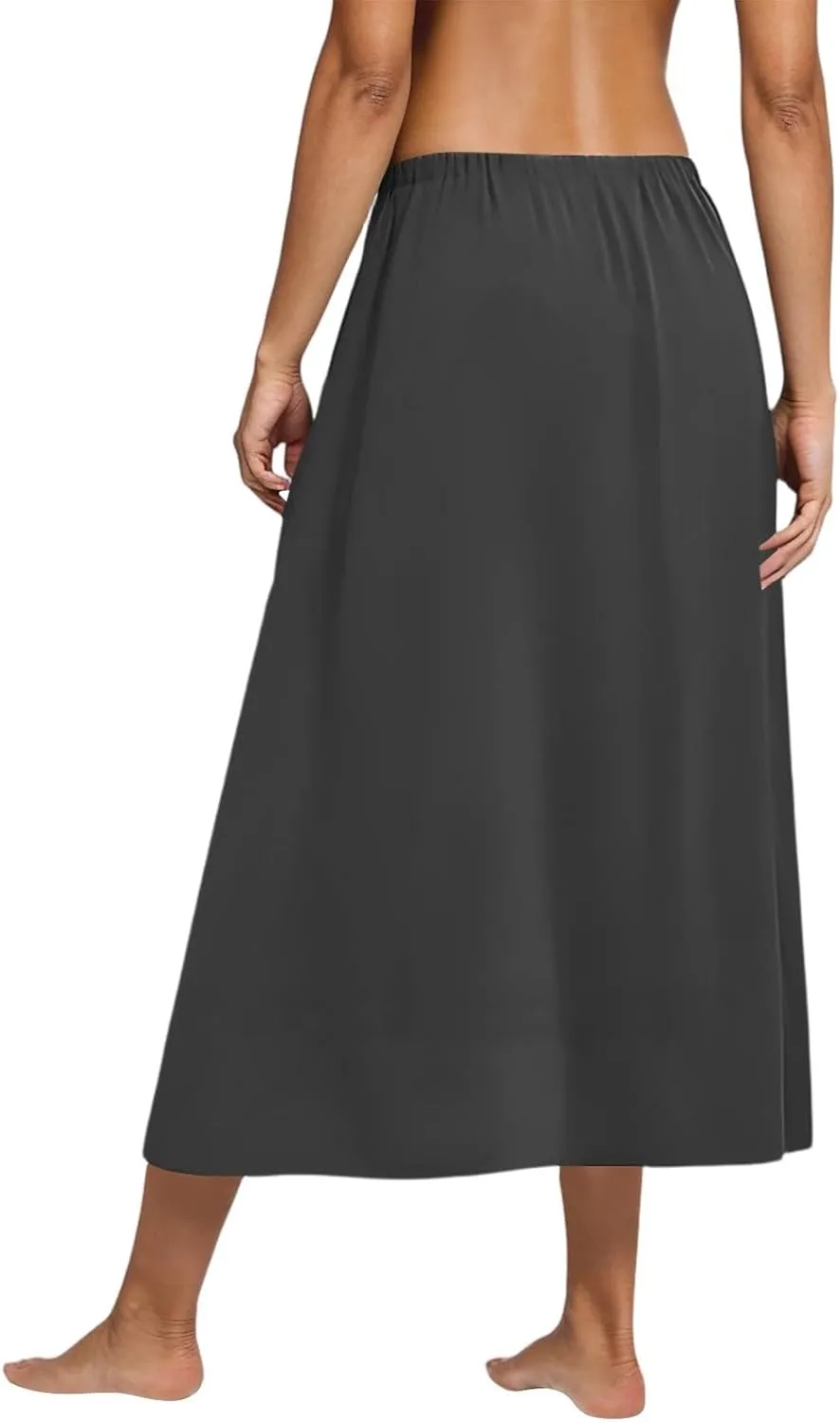 Women's 2025 Spring Summer Stretch Waist Casual Flowy Swing Smocked A Line Beach Long Skirts, S-2XL