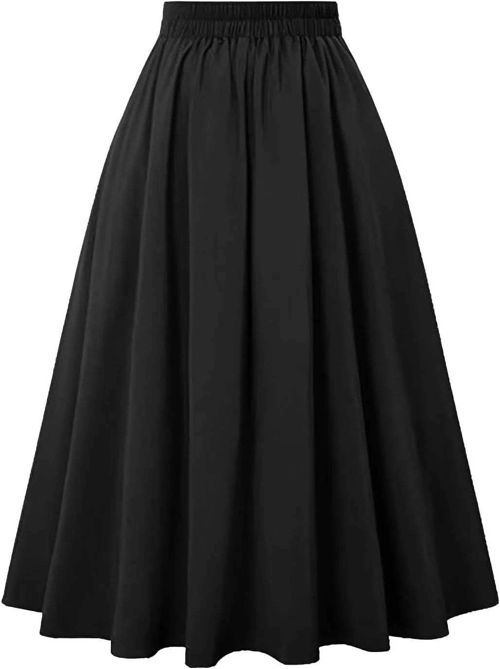Womens A Line High Waisted Midi Skirts Button Down Fall Vintage Pleated Casual Flowy Button Down Swing Long Skirt