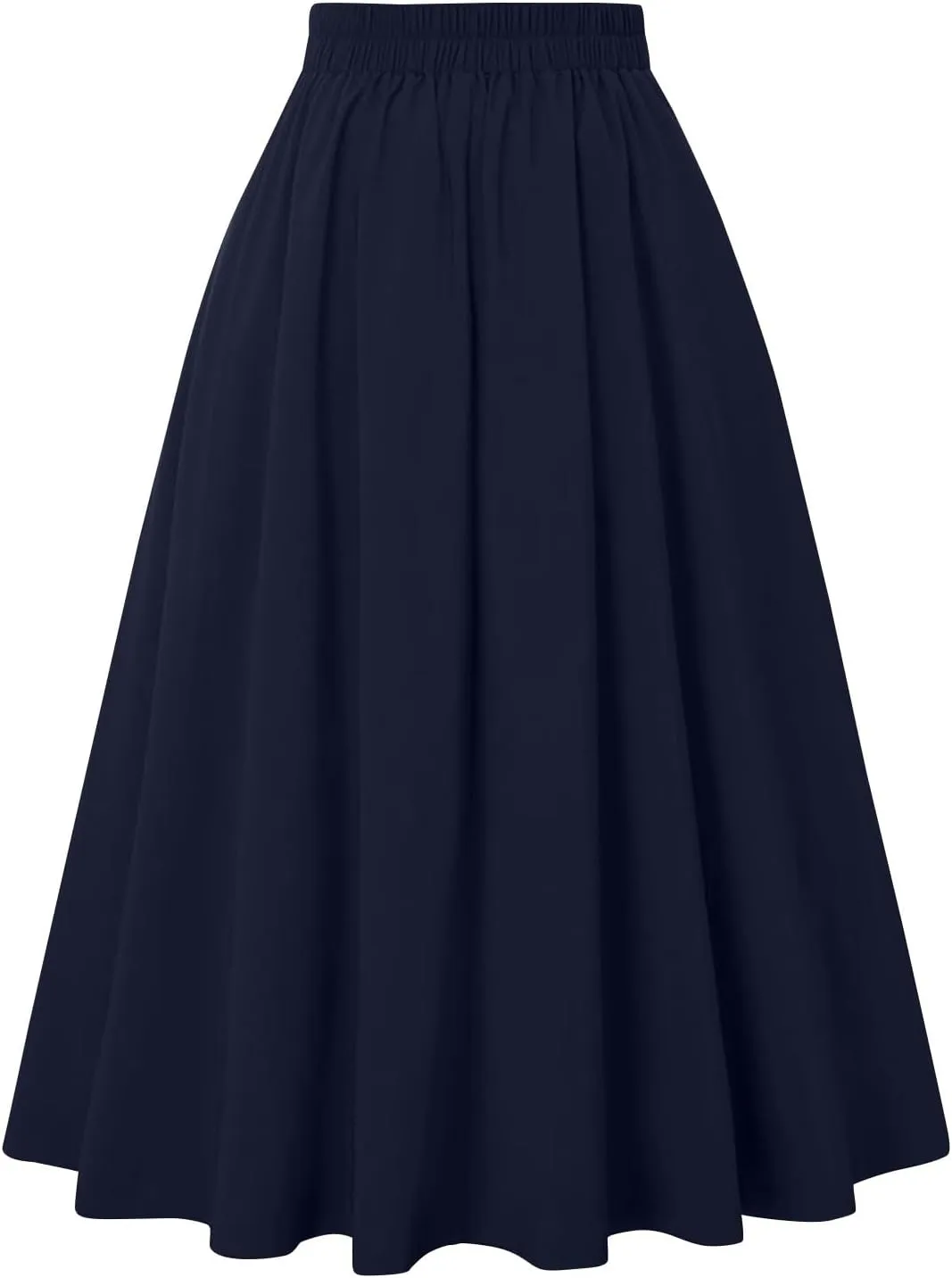Womens A Line High Waisted Midi Skirts Button Down Fall Vintage Pleated Casual Flowy Button Down Swing Long Skirt