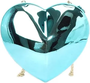 Womens Acrylic Shoulder Bag Chain Strap Crossbody Bag Evening Clutches Bag Heart Shaped Evening Handbag Change Purse