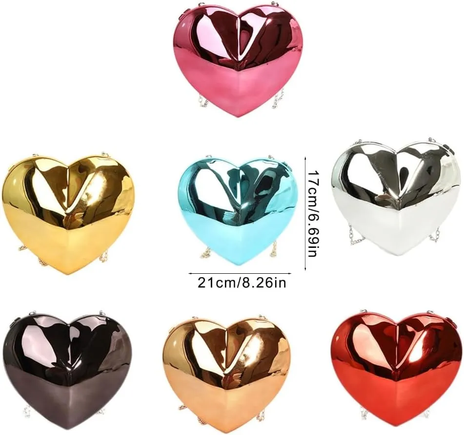 Womens Acrylic Shoulder Bag Chain Strap Crossbody Bag Evening Clutches Bag Heart Shaped Evening Handbag Change Purse