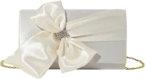 Womens Banquet Bag Rhinestone Clutches Bag Elegant Bow Evening Bag Bows Crossbody Bag for Wedding, Party, Banquet