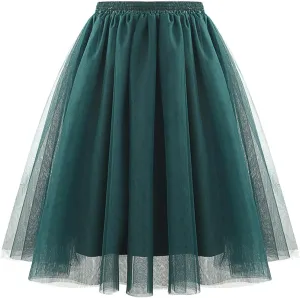 Women's Beach Vacation Clothes Summer Casual Loose Trendy Elastic High Waist Solid Color Party Dance Skirts, S-2XL