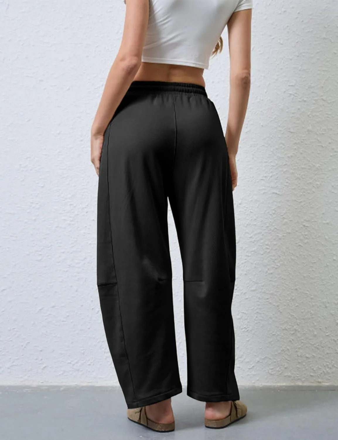 Womens Casual Wide Leg Pants Loose Drawstring Summer Jogging Travel Palazzo Harem Pants Sweatpant