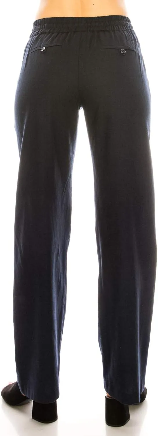 Women's Comfy High Waist Wide Leg Linen Pants with Pockets