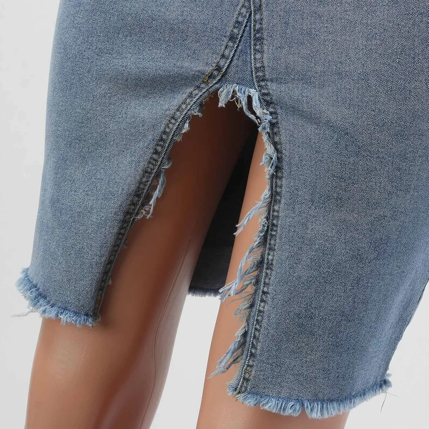 Women's Denim Skirt High Waisted Casual Wrap Jean Midi Skirts Slit Midi Skirt 2024