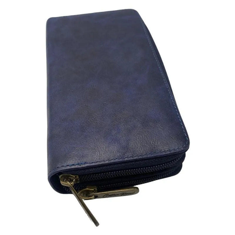 Women's Double Zip Stylish and Modern Wallet -P19152 BLUE