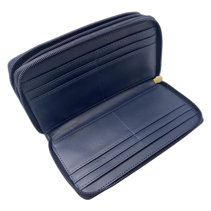 Women's Double Zip Stylish and Modern Wallet -P19152 BLUE