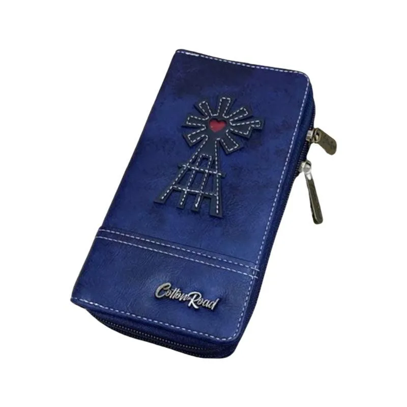 Women's Double Zip Stylish and Modern Wallet -P19152 BLUE