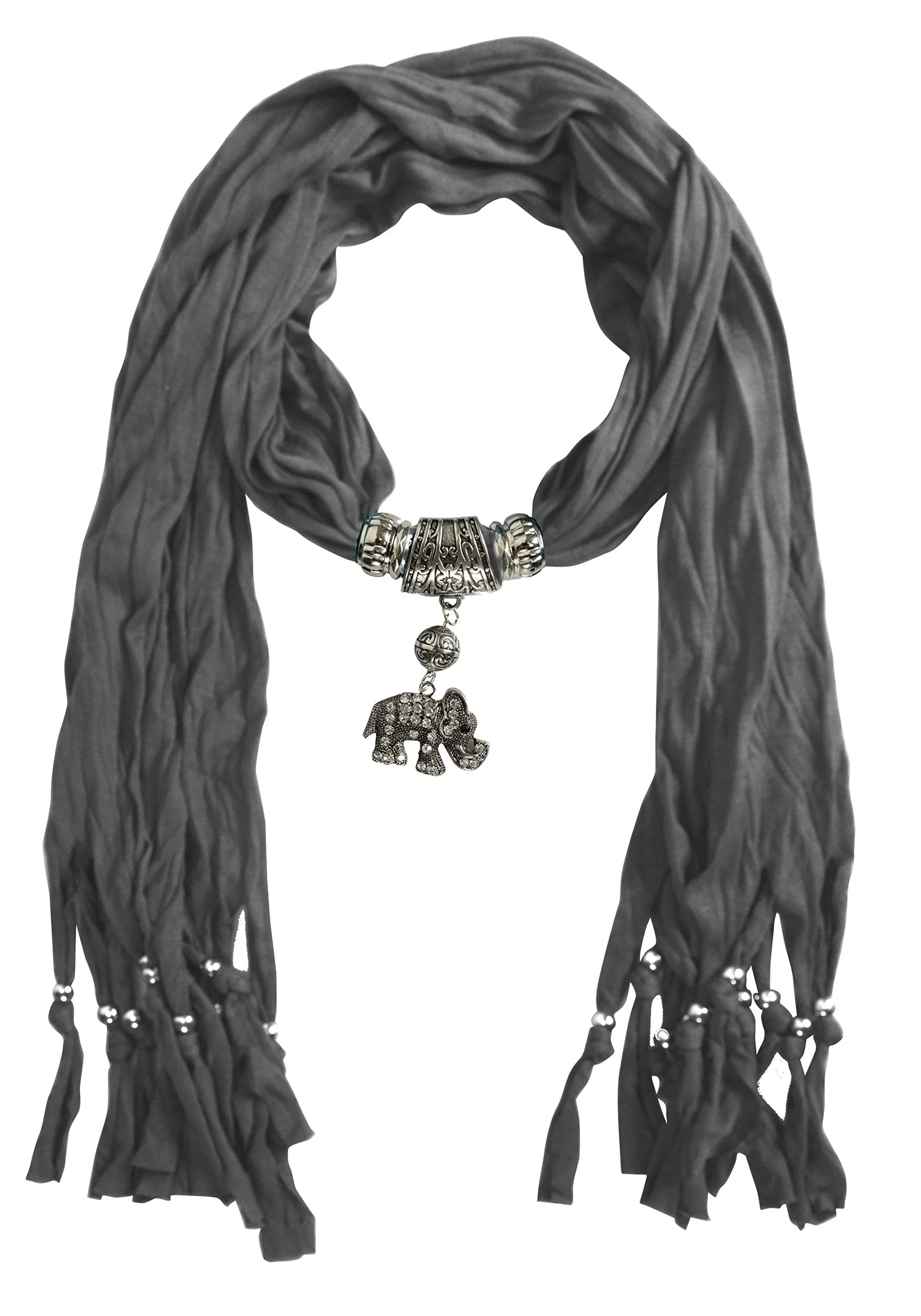 Womens Elegant Elephant Luxury Rhinestone Pendant Necklace Scarf