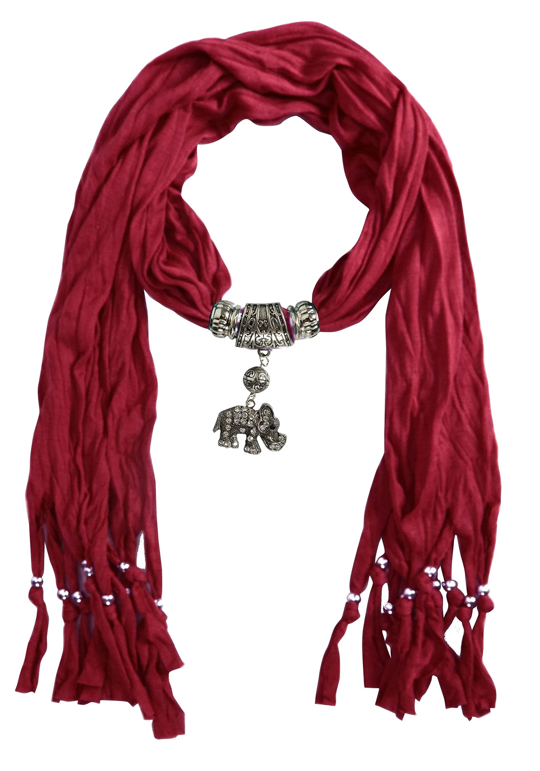 Womens Elegant Elephant Luxury Rhinestone Pendant Necklace Scarf