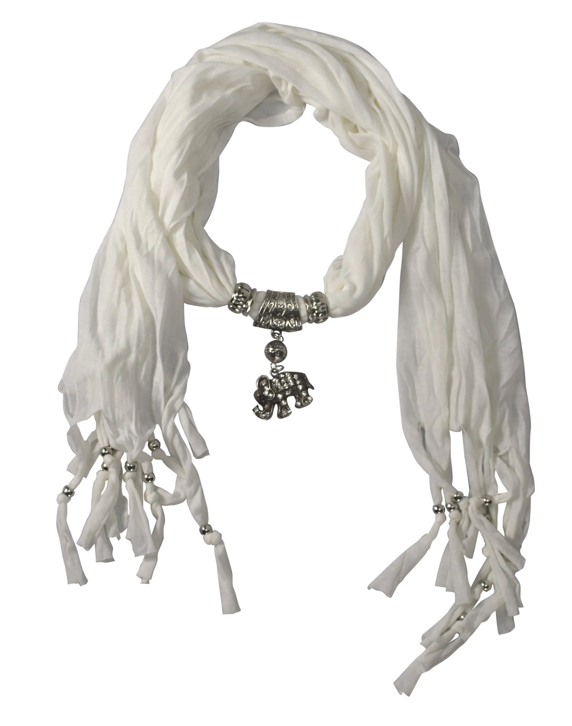 Womens Elegant Elephant Luxury Rhinestone Pendant Necklace Scarf