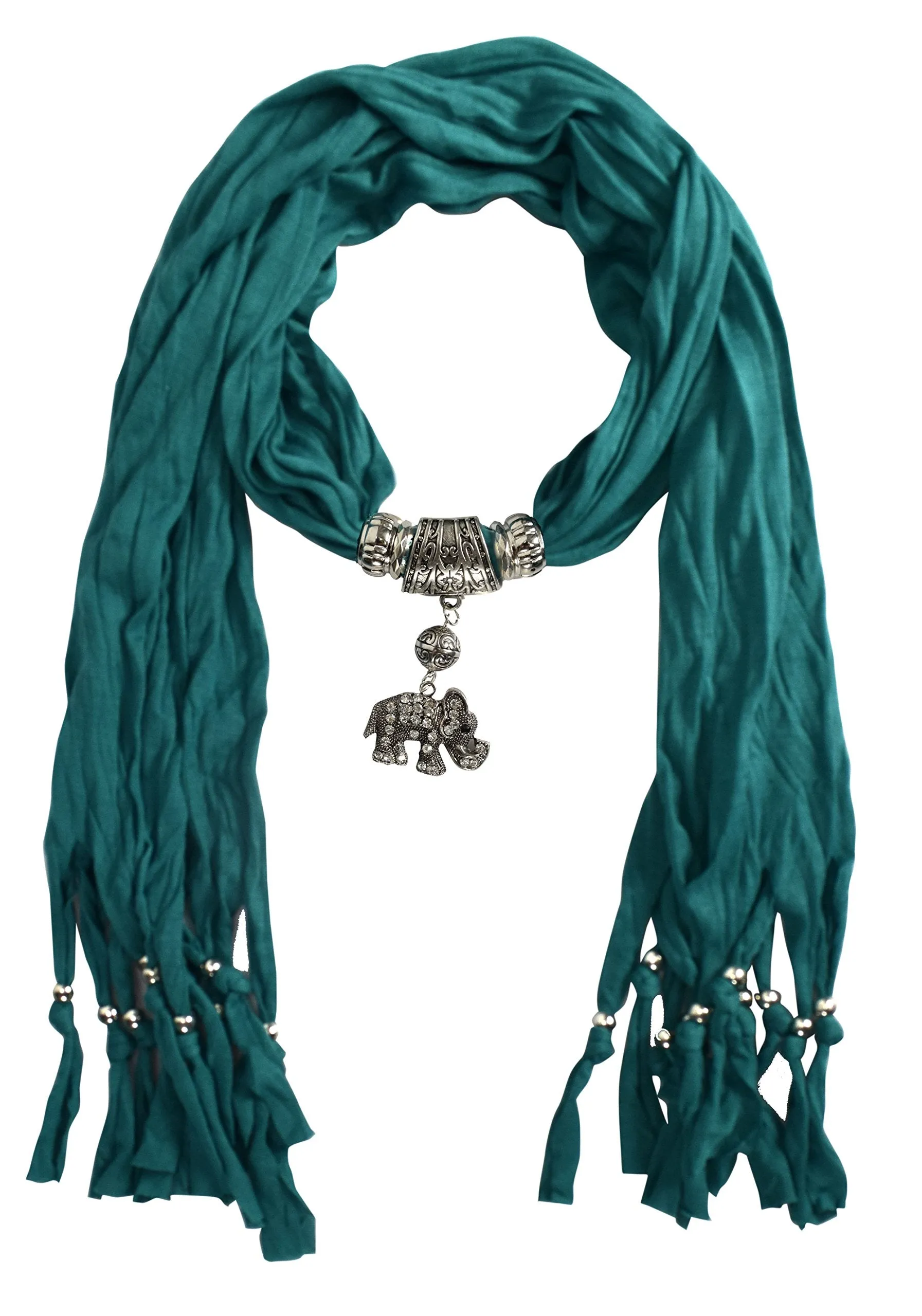 Womens Elegant Elephant Luxury Rhinestone Pendant Necklace Scarf