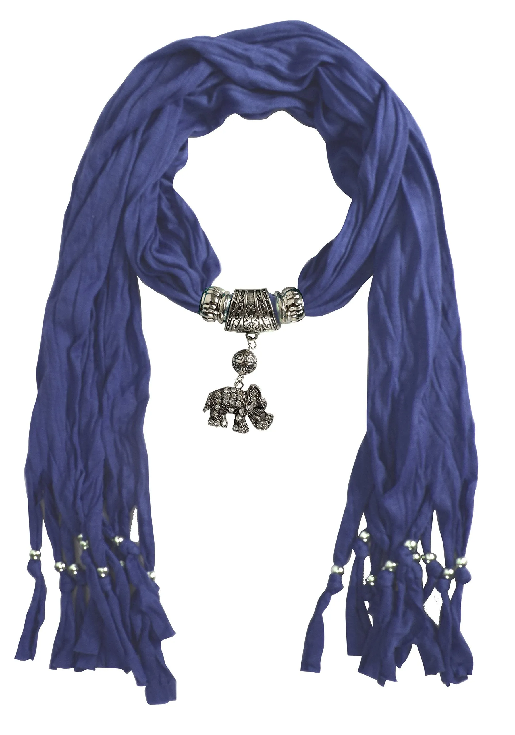 Womens Elegant Elephant Luxury Rhinestone Pendant Necklace Scarf