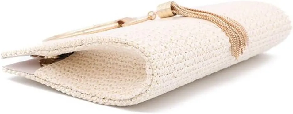 Womens Evening Bags Handbags with Metal Handle Tassel Clutch Chain Shoulder Purses Wedding Party