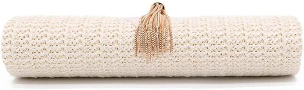 Womens Evening Bags Handbags with Metal Handle Tassel Clutch Chain Shoulder Purses Wedding Party