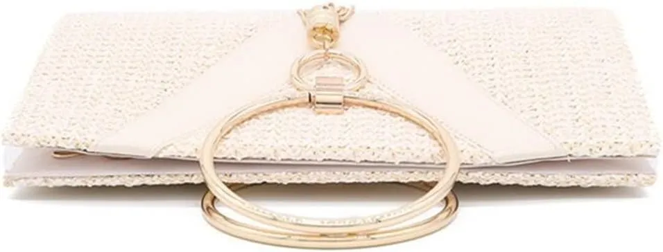Womens Evening Bags Handbags with Metal Handle Tassel Clutch Chain Shoulder Purses Wedding Party