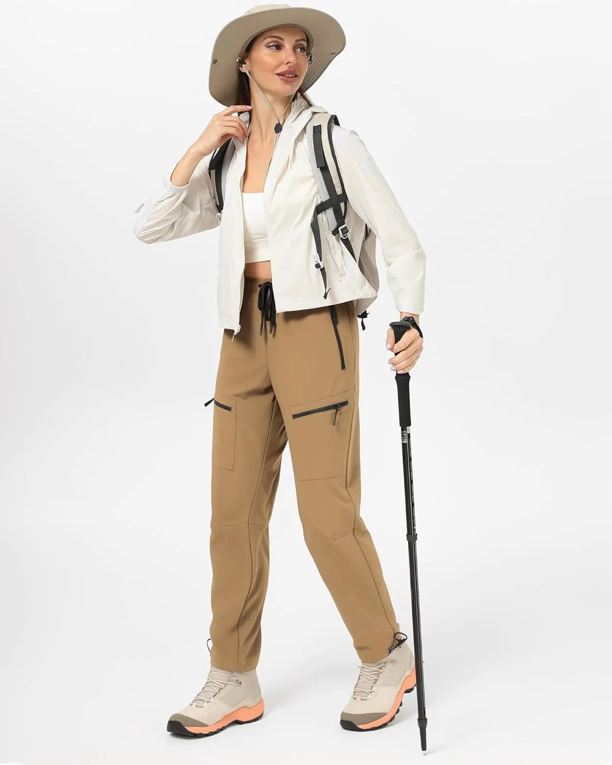 Womens Hiking Pants Quick Dry Tall Insteam 30"/32"/34"/36" Cargo Joggers Lightweight Breathable Pants with 5 Pockets