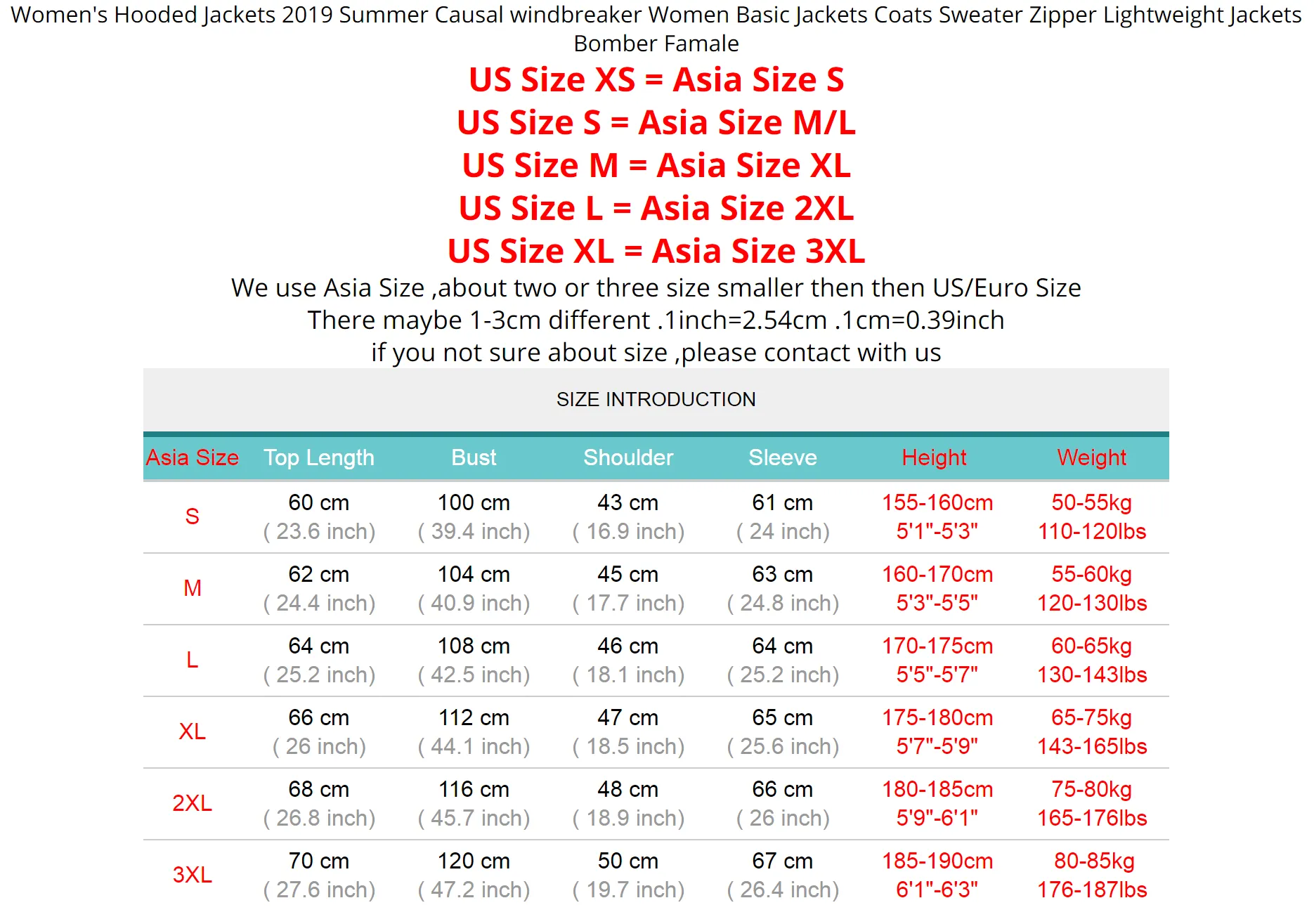 Women's Hooded Jackets 2019 Summer Causal windbreaker Women Basic Jackets Coats Sweater Zipper Lightweight Jackets Bomber Female